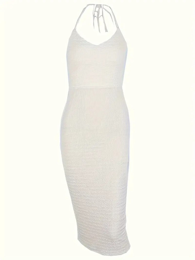 Backless Maxi Dress with Open Slit-Camden Fashion