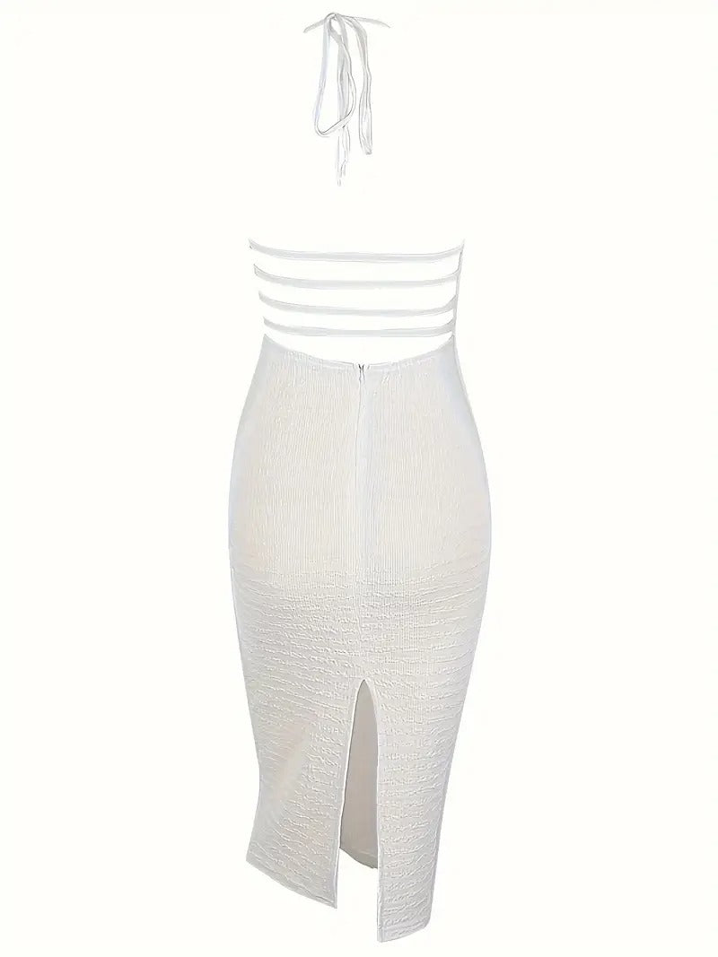 Backless Maxi Dress with Open Slit-Camden Fashion