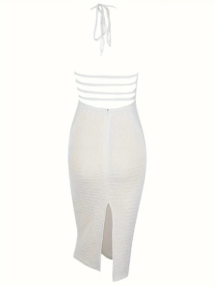 Backless Maxi Dress with Open Slit-Camden Fashion