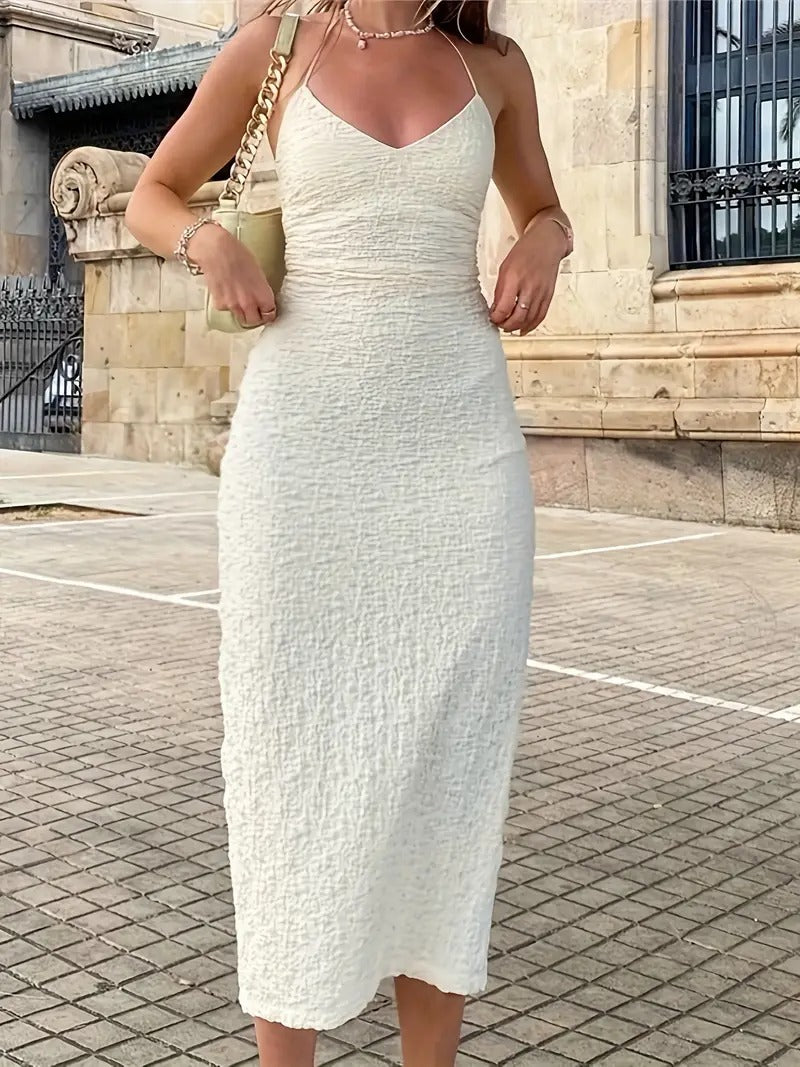 Backless Maxi Dress with Open Slit-Camden Fashion