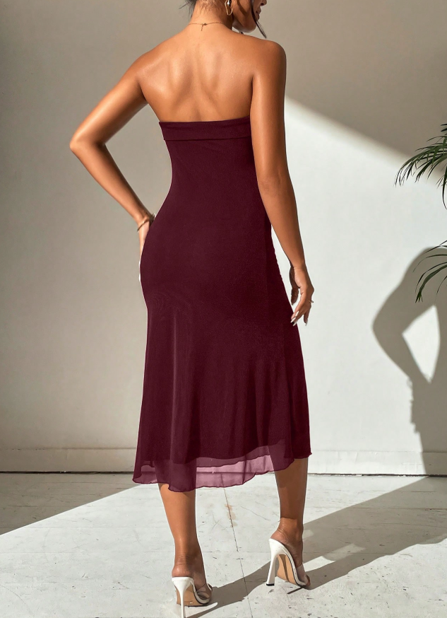 Strapless Midi Dress-Camden Fashion