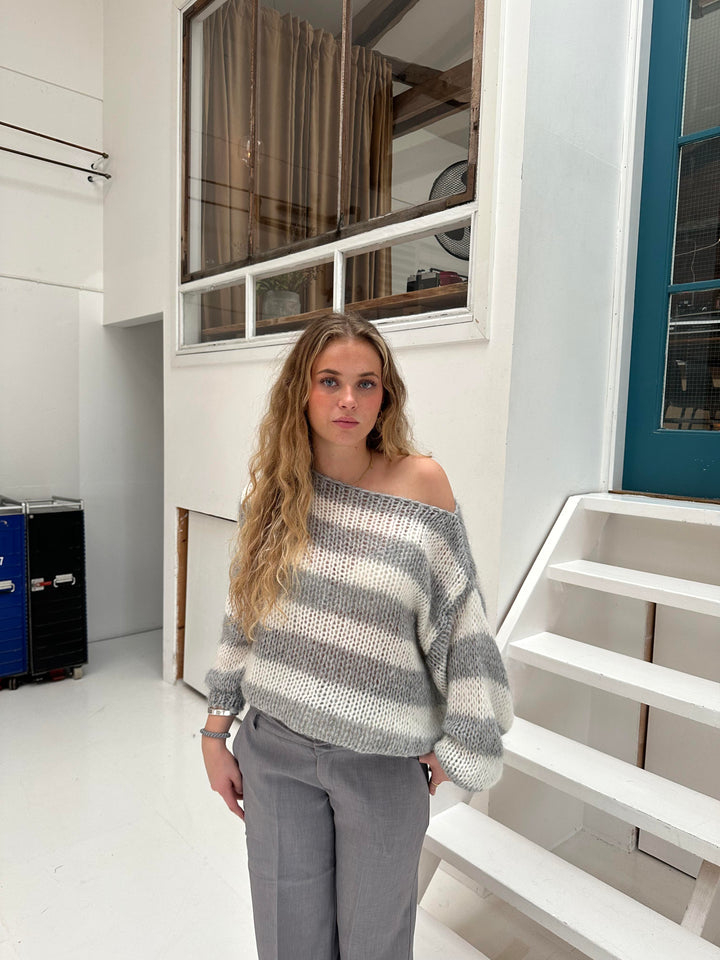 Striped Knitted Sweater for Women-Sweaters Women-Camden Fashion