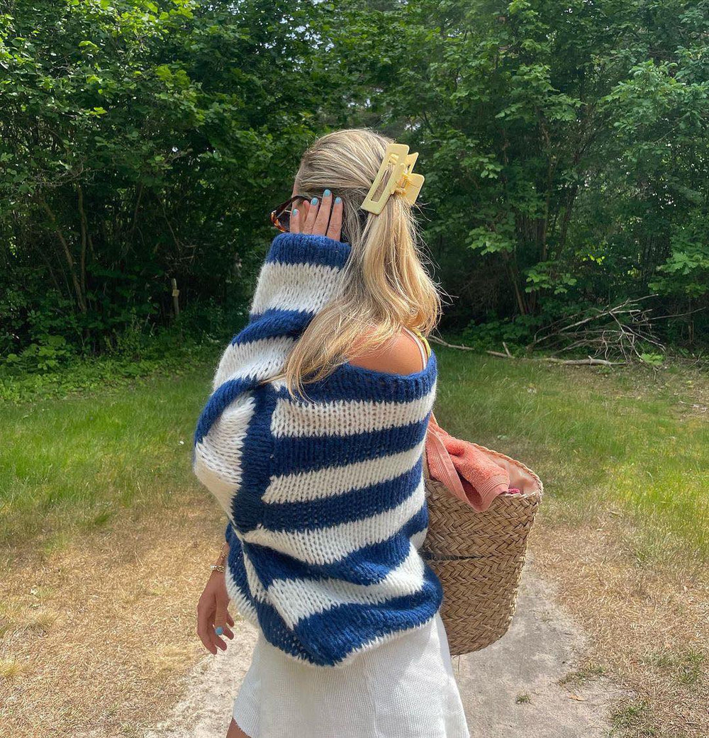 Striped Knitted Sweater for Women-Sweaters Women-Camden Fashion