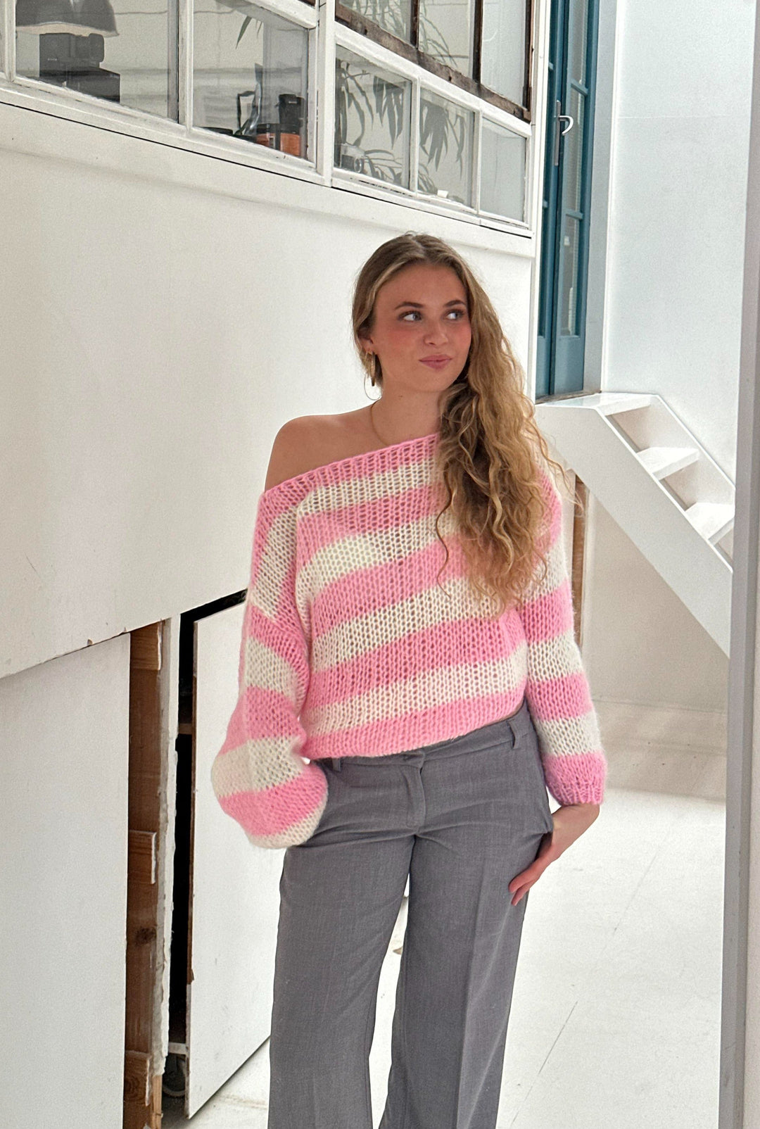 Striped Knitted Sweater for Women-Sweaters Women-Camden Fashion