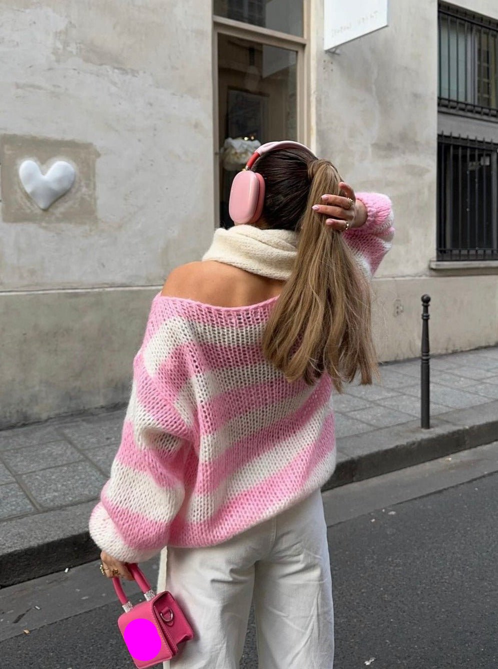 Striped Knitted Sweater for Women-Sweaters Women-Camden Fashion