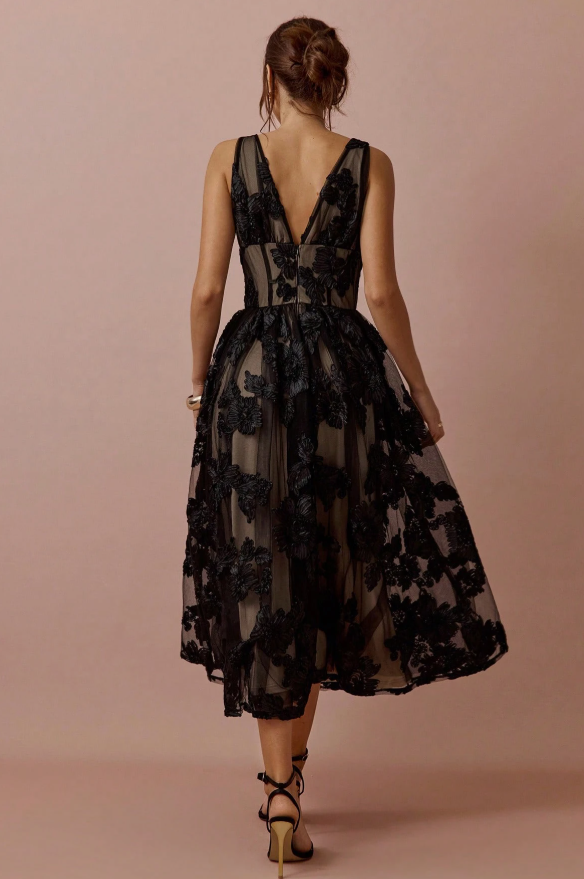 V-neck Midi Dress-Camden Fashion
