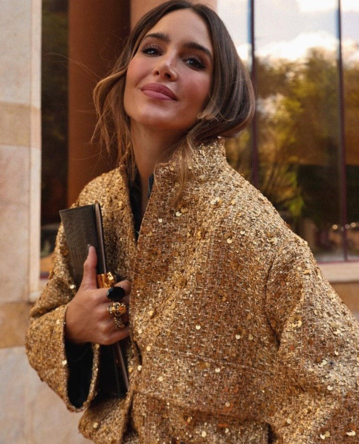 Women's Coat with Gold Glitter-Overcoat-Camden Fashion