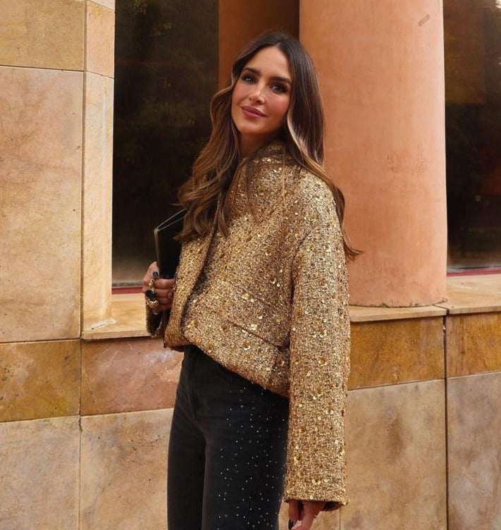 Women's Coat with Gold Glitter-Overcoat-Camden Fashion