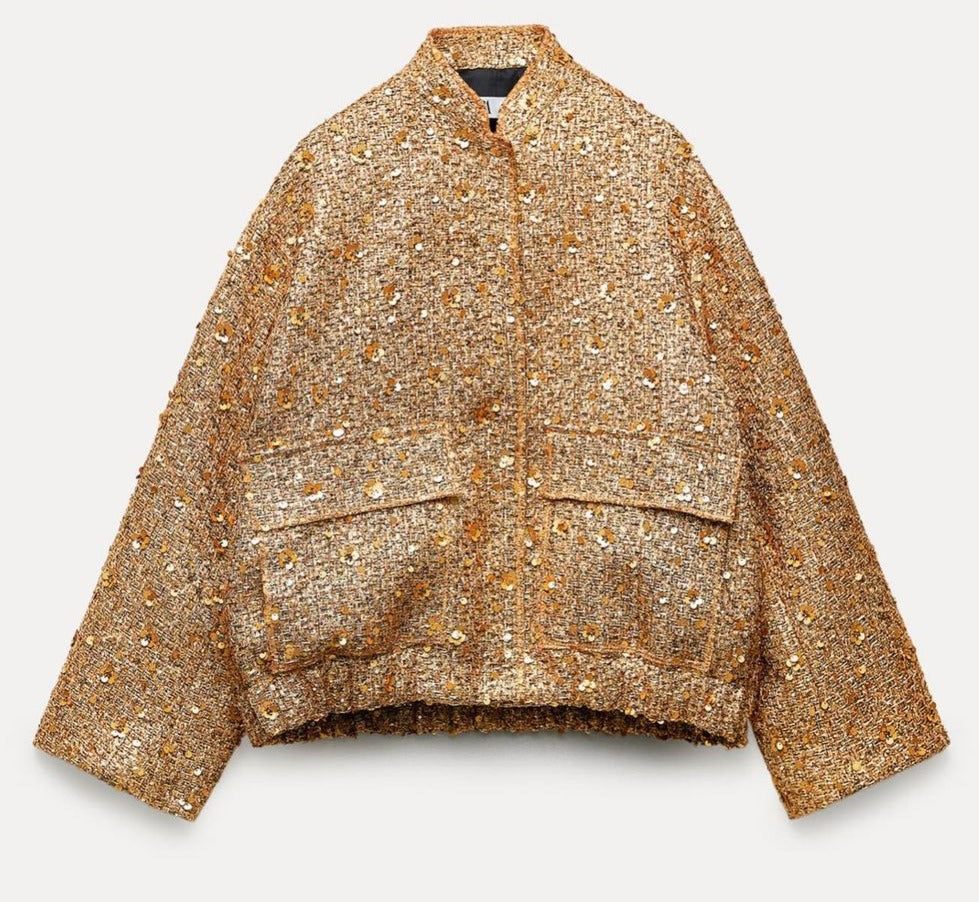 Women's Coat with Gold Glitter-Overcoat-Camden Fashion