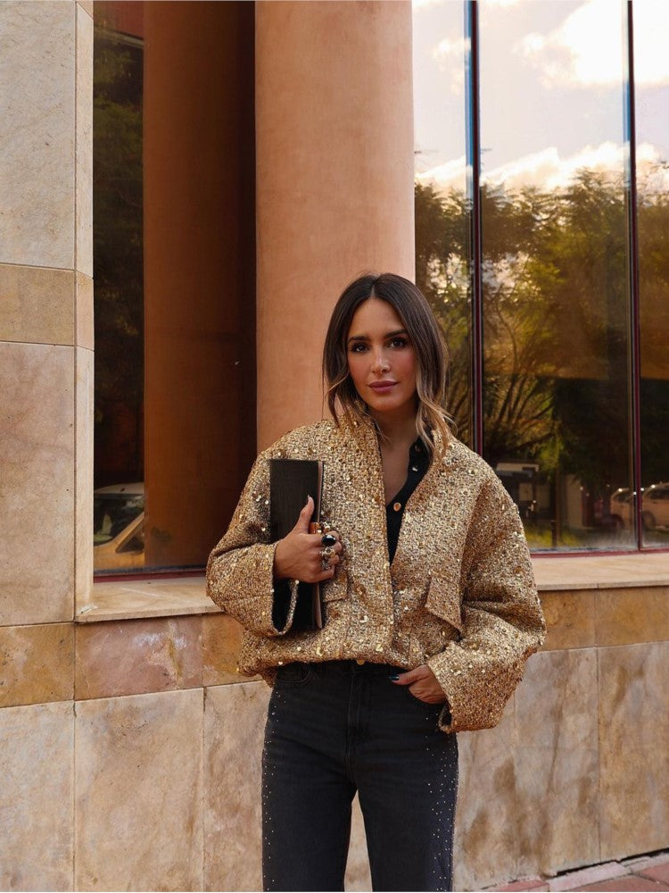 Women's Coat with Gold Glitter-Overcoat-Camden Fashion