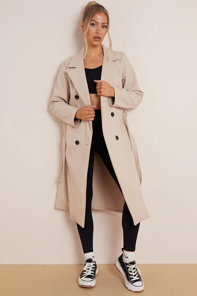 Women's Double-Breasted Belted Coat-Trenchcoat Women-Camden Fashion