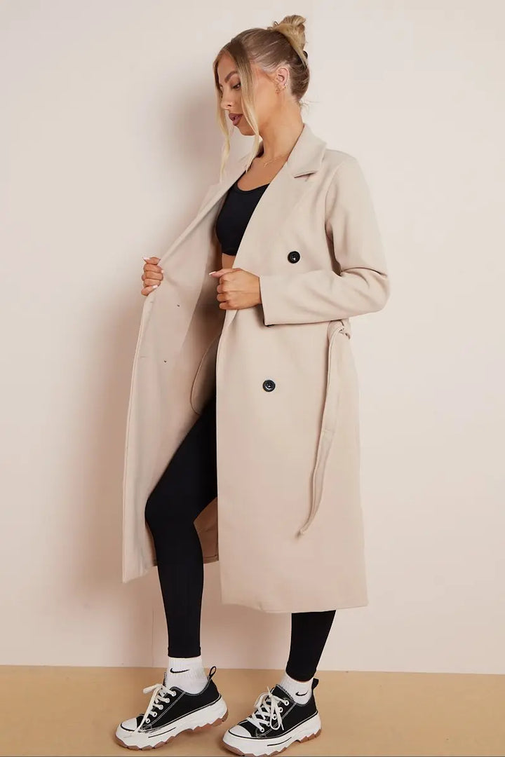 Women's Double-Breasted Belted Coat-Trenchcoat Women-Camden Fashion