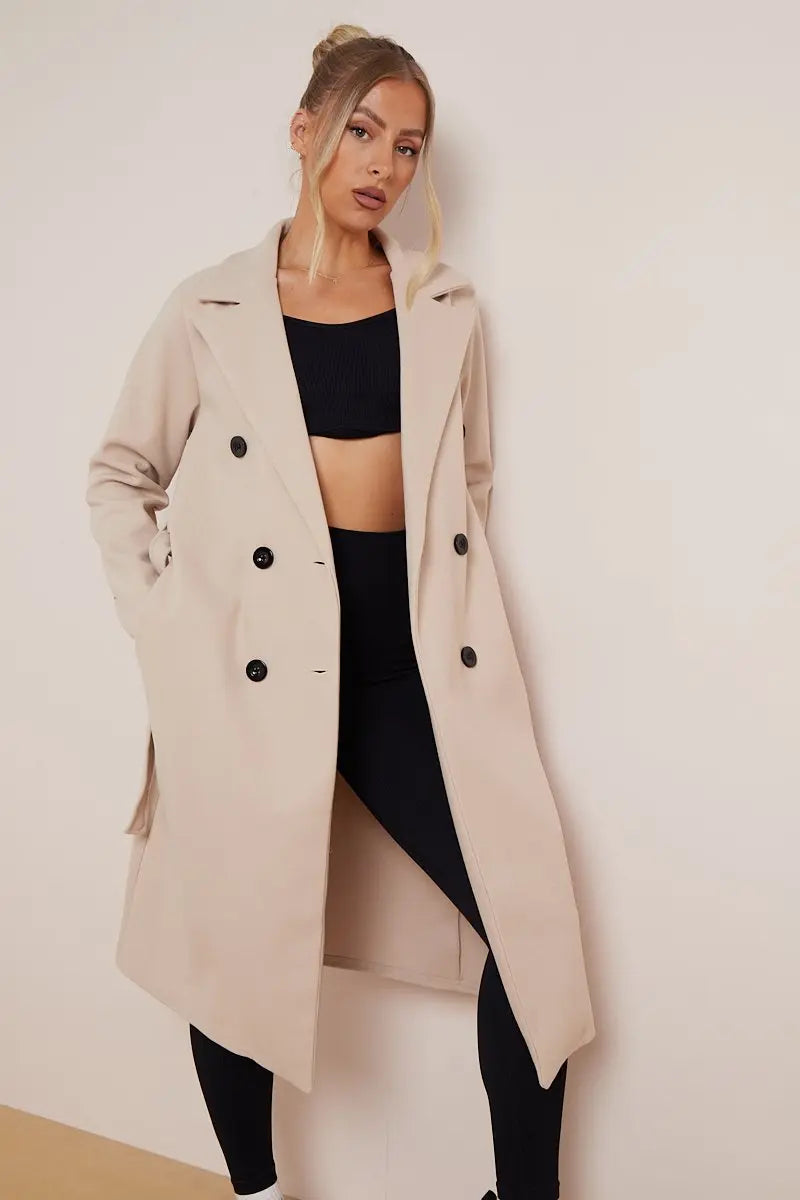 Women's Double-Breasted Belted Coat-Trenchcoat Women-Camden Fashion
