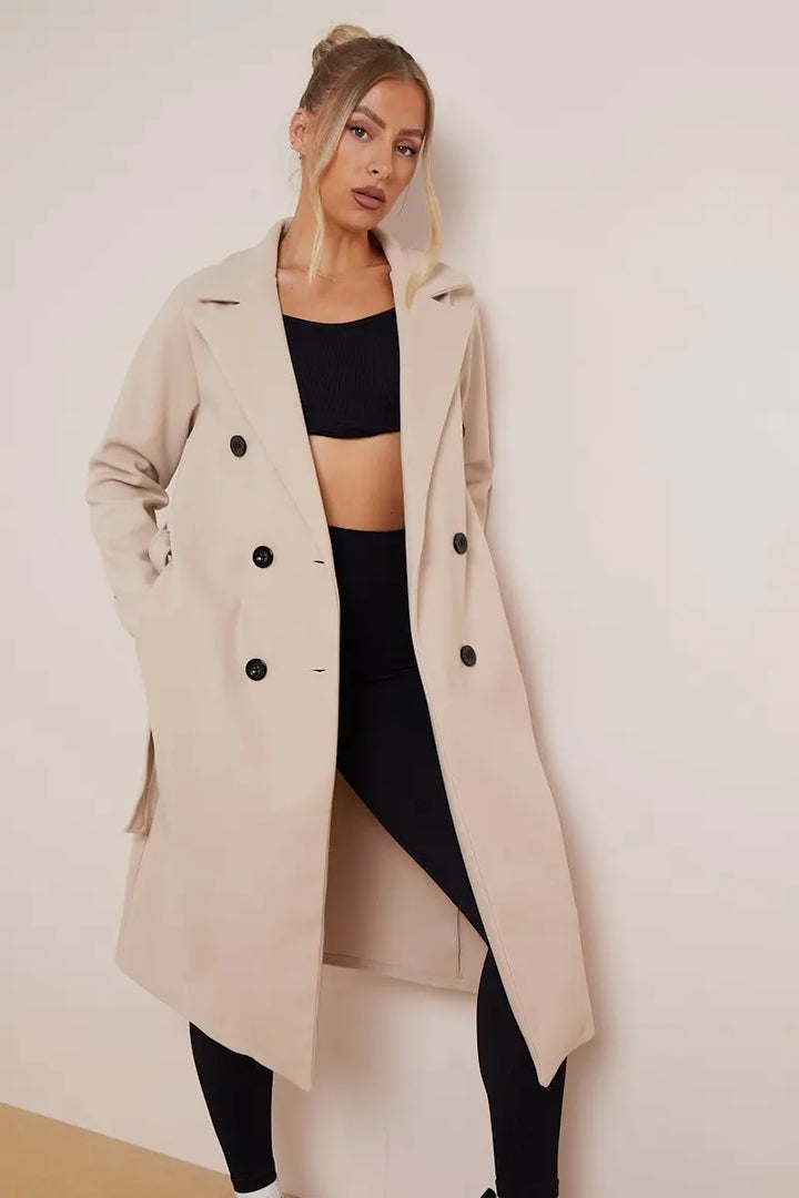 Women's Double-Breasted Belted Coat-Trenchcoat Women-Camden Fashion