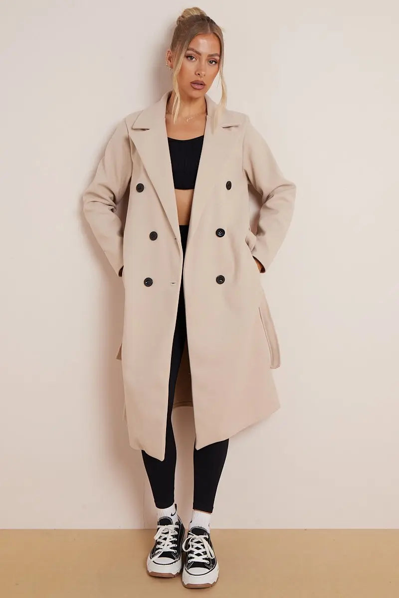 Women's Double-Breasted Belted Coat-Trenchcoat Women-Camden Fashion