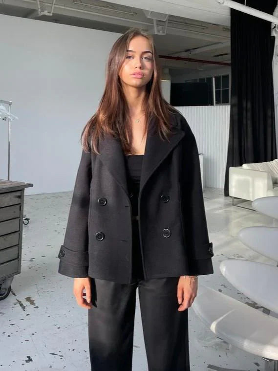 Women's Double-Breasted Wool Blend Coat-Winter Jacket Women-Camden Fashion