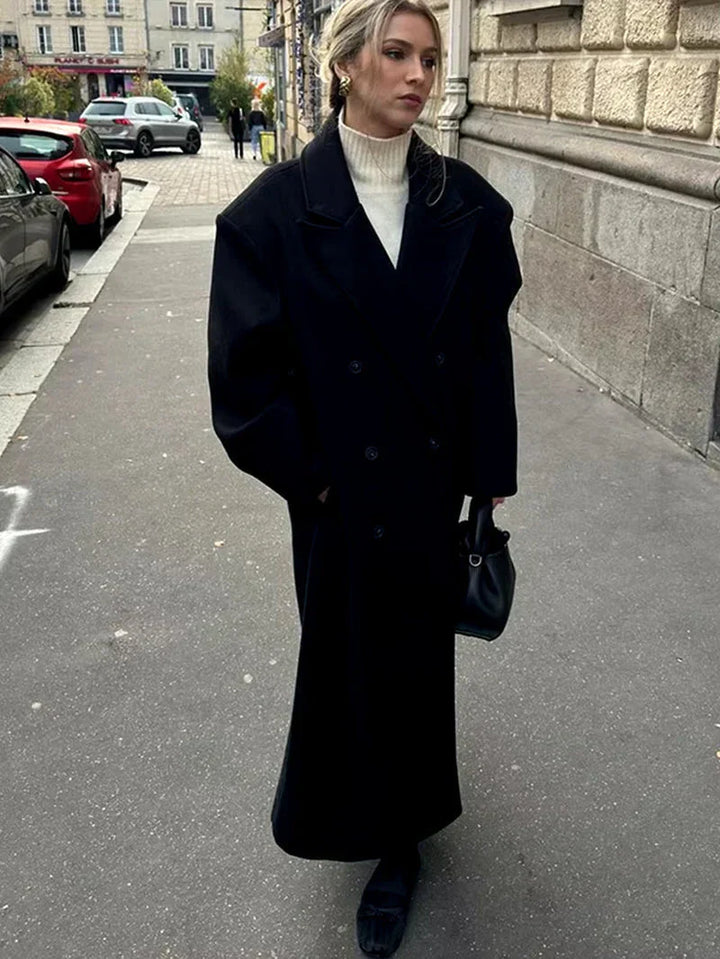 Women's Long Coat with Double-Breasted Closure-Trenchcoat Women-Camden Fashion