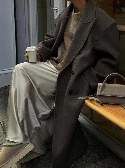 Women's Long Coat with Double-Breasted Closure-Trenchcoat Women-Camden Fashion