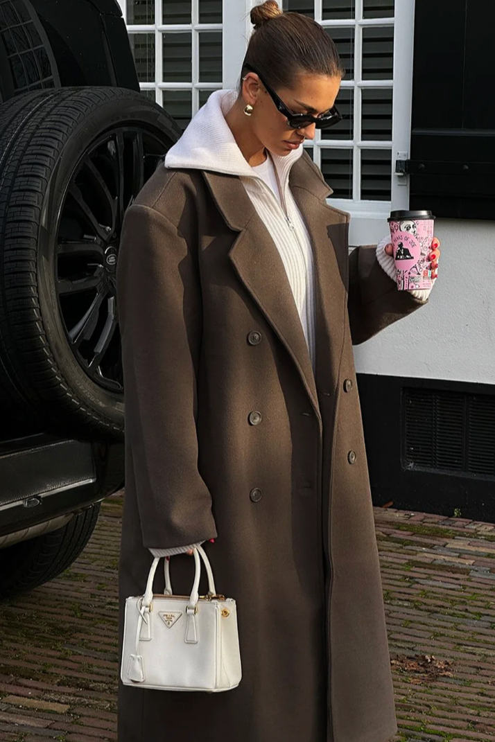 Women's Long Coat with Double-Breasted Closure-Trenchcoat Women-Camden Fashion
