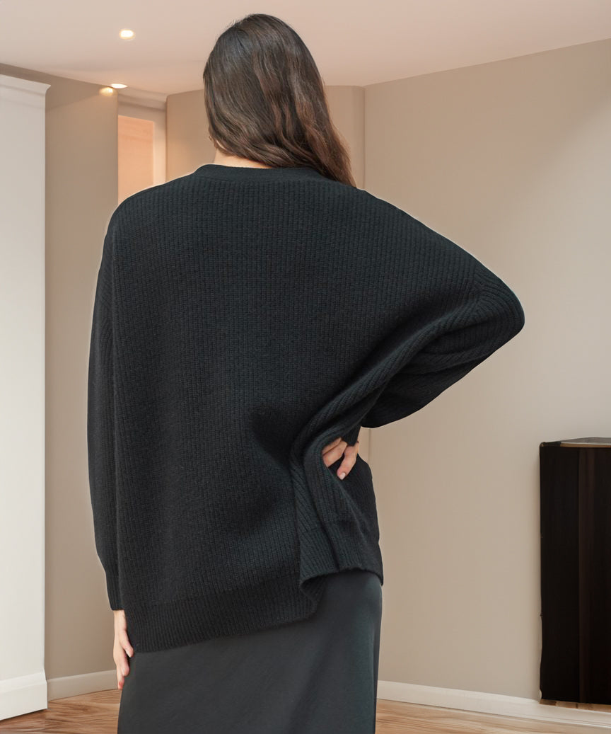 Women's Oversized Button Cardigan with Cozy Ribbed Knit Texture-Women Cardigans-Camden Fashion
