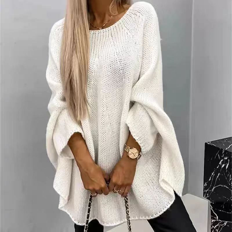 Women’s Oversized Knit Jumper with Batwing Sleeves and Relaxed Fit-Women Jumpers-Camden Fashion