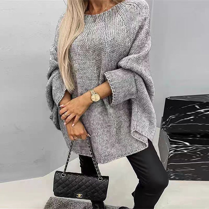 Women’s Oversized Knit Jumper with Batwing Sleeves and Relaxed Fit-Women Jumpers-Camden Fashion