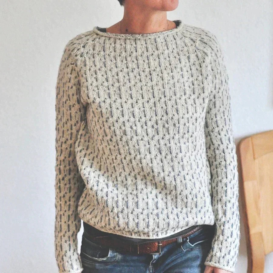 Women’s Round Neck Textured Knit Jumper with Ribbed Hem and Cuffs-Women Jumpers-Camden Fashion