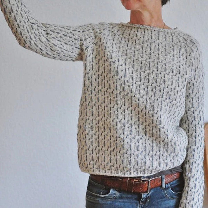 Women’s Round Neck Textured Knit Jumper with Ribbed Hem and Cuffs-Women Jumpers-Camden Fashion