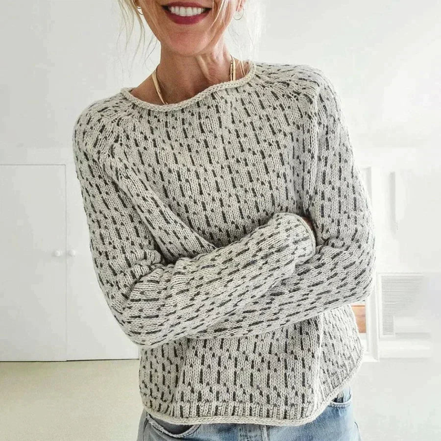 Women’s Round Neck Textured Knit Jumper with Ribbed Hem and Cuffs-Women Jumpers-Camden Fashion