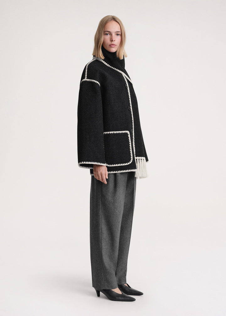 Women's Wool Coat with Scarf-Women’s Coats-Camden Fashion