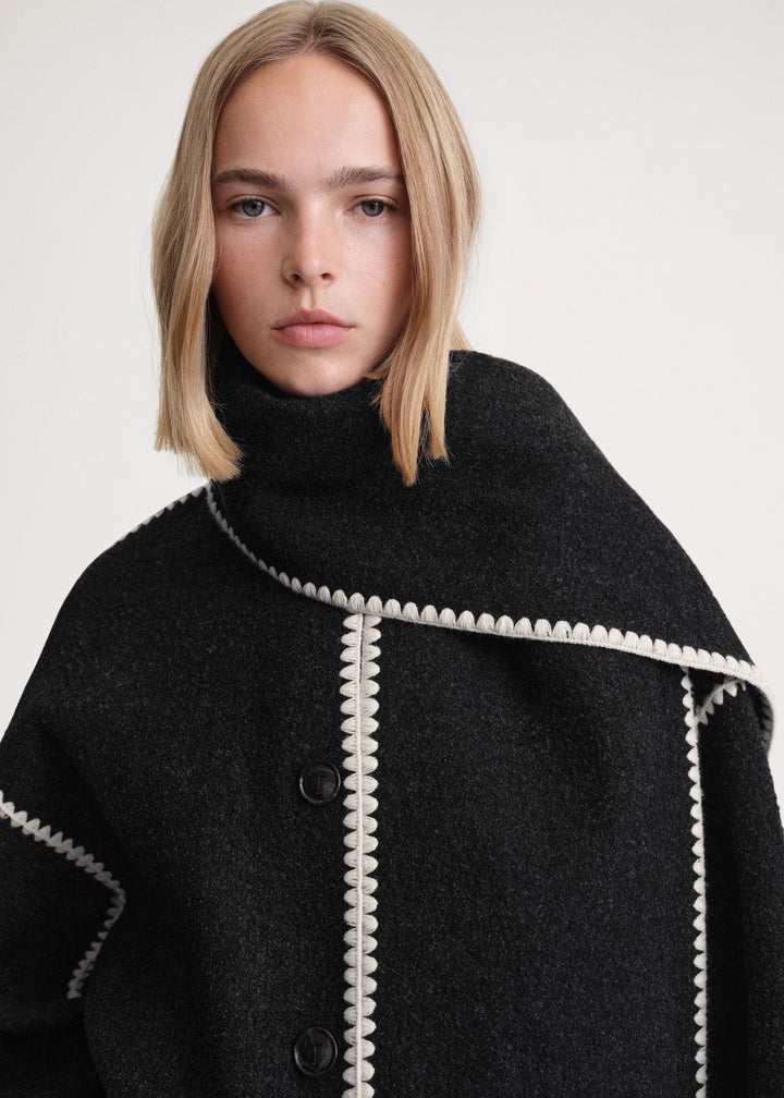 Women's Wool Coat with Scarf-Women’s Coats-Camden Fashion