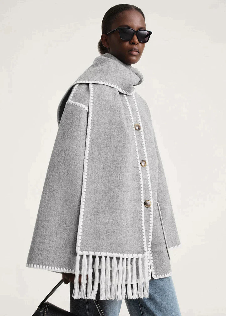 Women's Wool Coat with Scarf-Women’s Coats-Camden Fashion