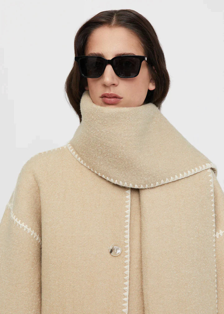 Women's Wool Coat with Scarf-Women’s Coats-Camden Fashion