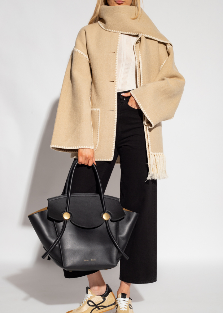Women's Wool Coat with Scarf-Women’s Coats-Camden Fashion