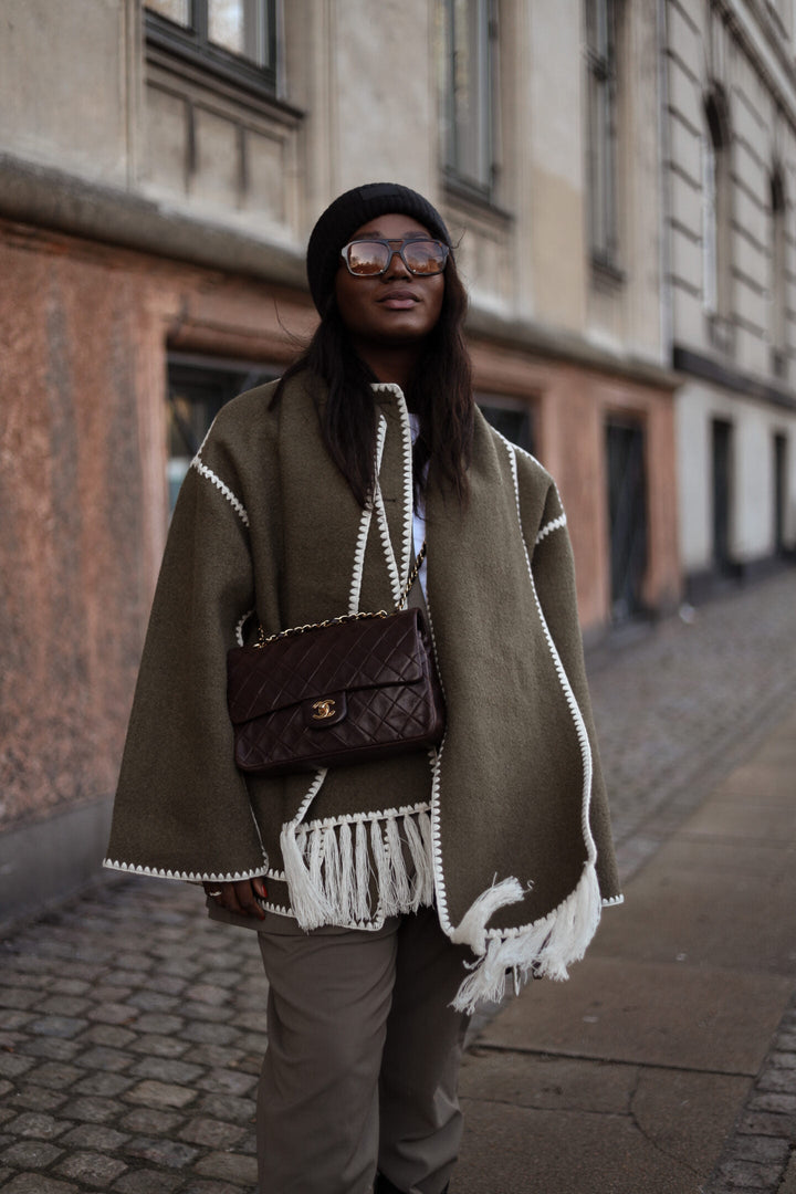Women's Wool Coat with Scarf-Women’s Coats-Camden Fashion