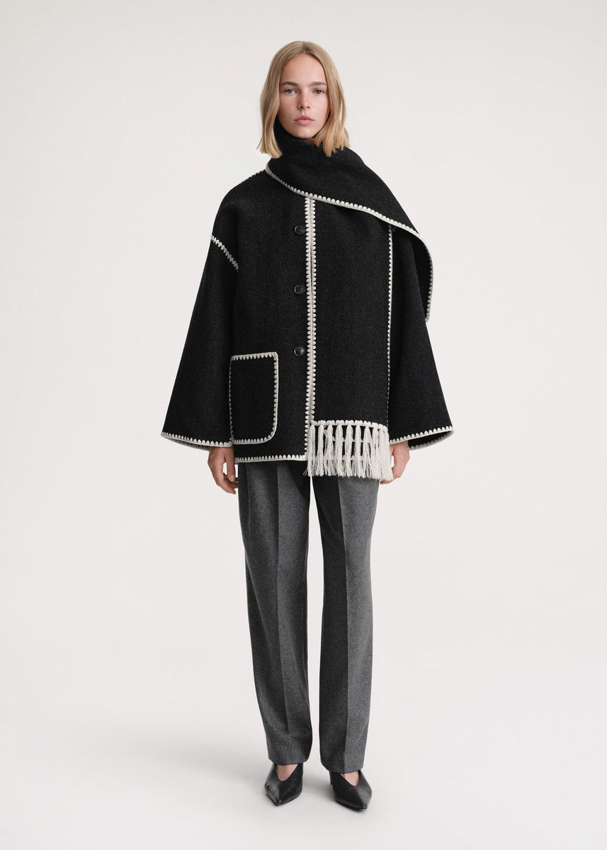 Women's Wool Coat with Scarf-Women’s Coats-Camden Fashion