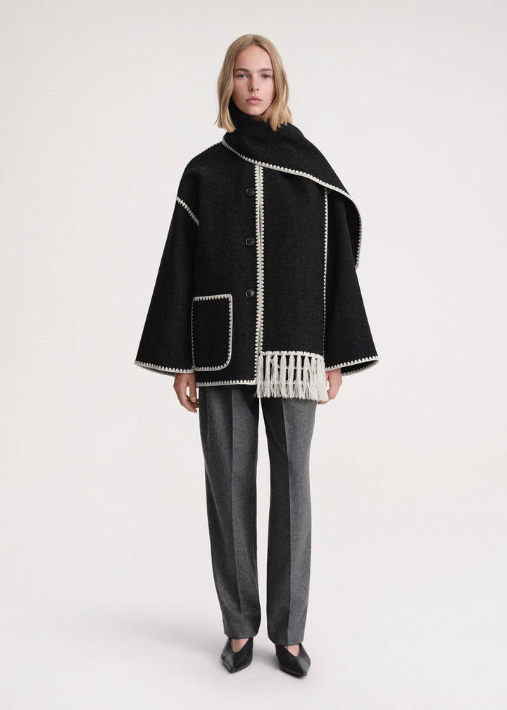 Women's Wool Coat with Scarf-Women’s Coats-Camden Fashion