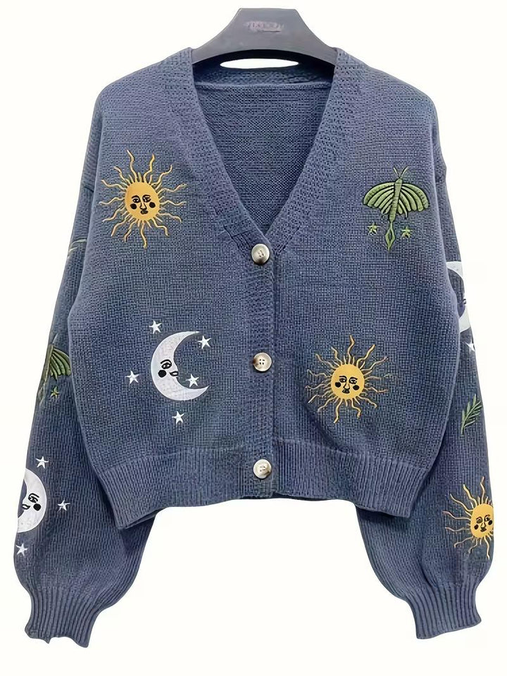 Women’s V-Neck Cartoon Knit Cardigan